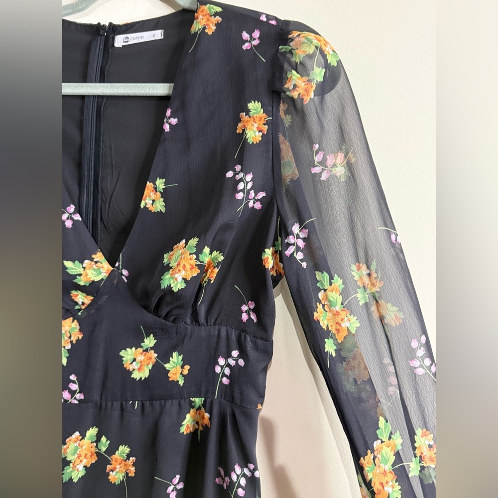 Cupshe Realm Of Sky Floral Print Chiffon Mini Dress - Picture 5 of 7